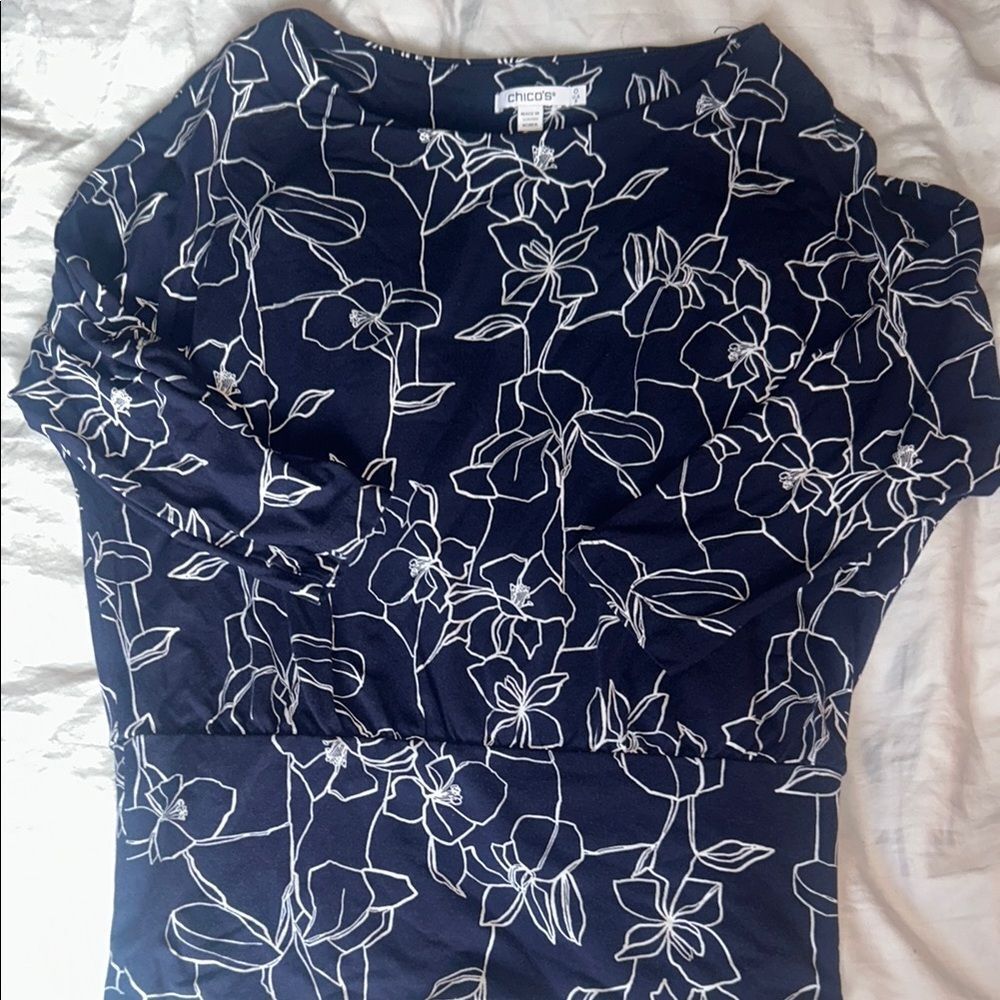 Chico's Midnight Blue Floral Blouse